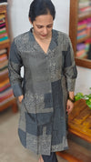 Printed Black Chanderi Silk Kurti Set - RC69