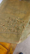 Green Linen Tissue Embroidered Saree - JL391 - 4