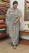 Grey Jamdani Linen Chanderi Suit - DL73 - 2