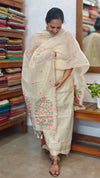 Cream Linen Chanderi Jamdani Suit - DL73 - 3