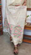 Cream Linen Chanderi Jamdani Suit - DL73 - 3