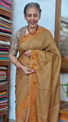 Brown Mustard Kota Saree with Cutwork - 408D