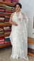 Milky White Crushed Organza Saree - R4311