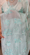 Aqua Blue Kota Saree with Embroidery - FXT4