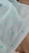Aqua Blue Kota Saree with Embroidery - FXT4