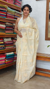 Pastel Yellow Kota Saree with Embroidery - FXT4