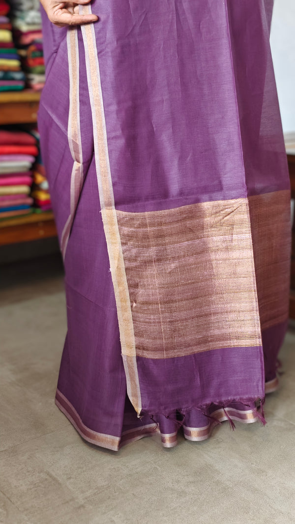 Grape Wine Chanderi Tussar Silk Saree - ANX19