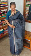 Agean Blue Chanderi Tussar Silk Saree - ANX19