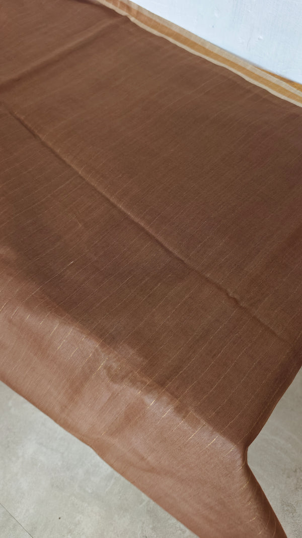 Walnut Brown Chanderi Tussar Silk Saree - ANX19