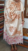 Printed Semi Silk Suit - Beige and Pink - ETV9