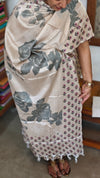 Semi Silk Suit - Beige and Purple Small Motif - ETV9