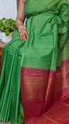 Green and Maroon Semi Silk Saree with Contrast Palla - BTK5