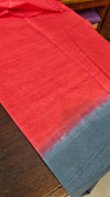 Grey and Chilli Red Semi Silk Saree with Contrast Palla - BTK5
