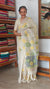 Cream and yellow Linen Chanderi Saree with Jamdani weaving - 1239