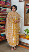 Mustard and white Block printed Kota Doria Suit - GD331