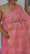 Rosy Pink Zari Checked Bhagalpuri Silk Saree - BPR3