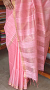 Rosy Pink Zari Checked Bhagalpuri Silk Saree - BPR3