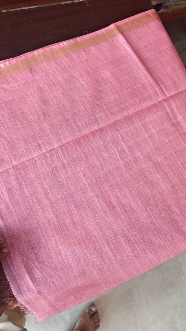 Rosy Pink Zari Checked Bhagalpuri Silk Saree - BPR3
