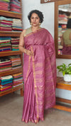Orchid Purple Zari Checked Bhagalpuri Silk Saree - BPR3
