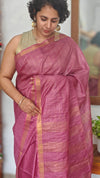 Orchid Purple Zari Checked Bhagalpuri Silk Saree - BPR3