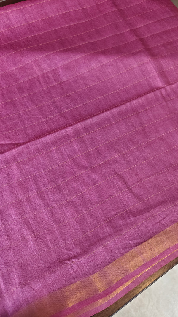 Orchid Purple Zari Checked Bhagalpuri Silk Saree - BPR3