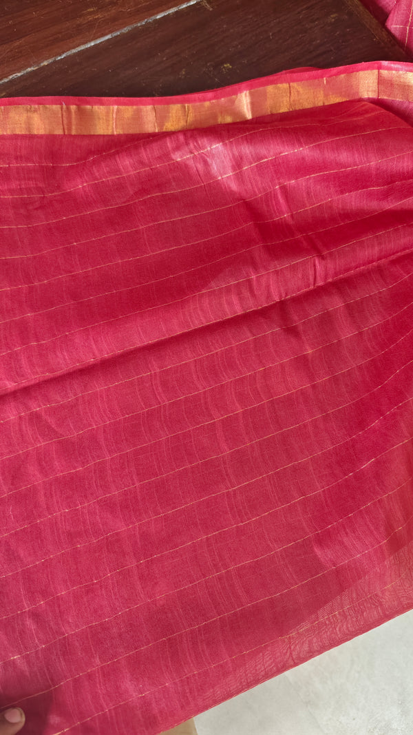 Reddish Maroon Zari Checked Bhagalpuri Silk Saree - BPR3