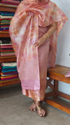 Nude Pink Woven Tussar Silk Shibori Suit - 2938