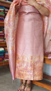 Nude Pink Woven Tussar Silk Shibori Suit - 2938