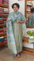 Teal and Aqua Blue Woven Tussar Silk Shibori Suit - 2938