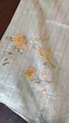 Light Beige and Mustard Kota Saree with Cross Stitch Embroidery - 5033