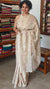 Light Beige Lilac and Green Kota Saree with Cross Stitch Embroidery - 5033