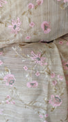 Light Beige Lilac and Green Kota Saree with Cross Stitch Embroidery - 5033