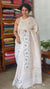 Light Beige and Green Linen Saree with Cross Stitch Prints - 934G