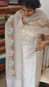 Off White Cutwork Embroidered Cotton Silk Suit