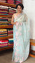 Pastel Blue Embroidered Crushed Organza Saree - PLM4