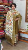 Mehandi Green Painted Silk Suit - FF192