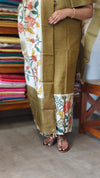 Mehandi Green Painted Silk Suit - FF192
