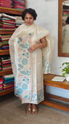 Cream and Gold Zari Striped Semi Silk Suit - CSU7 - D11
