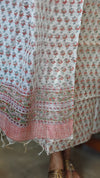 Off white and red printed super net kota suit
