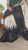 Black Beige and Green Printed Khatan Silk Saree - MYT3
