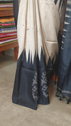 Black Cream and Brown Printed Khatan Silk Saree - MYT3