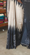 Black Cream and Brown Printed Khatan Silk Saree - MYT3