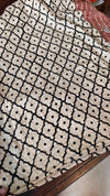 Brick Red and cream block printed Crepe Linen Saree - 4929