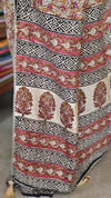 Mustard Block Printed Crepe Linen Saree - 4929
