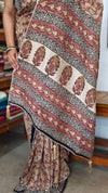Mustard Block Printed Crepe Linen Saree - 4929