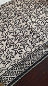 Mustard Block Printed Crepe Linen Saree - 4929