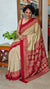 Beige and Red Block Semi Silk saree
