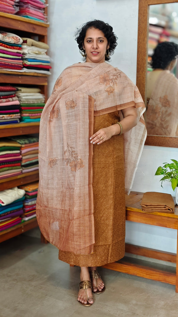 Mustard Brown Linen Cotton Suit - QS52