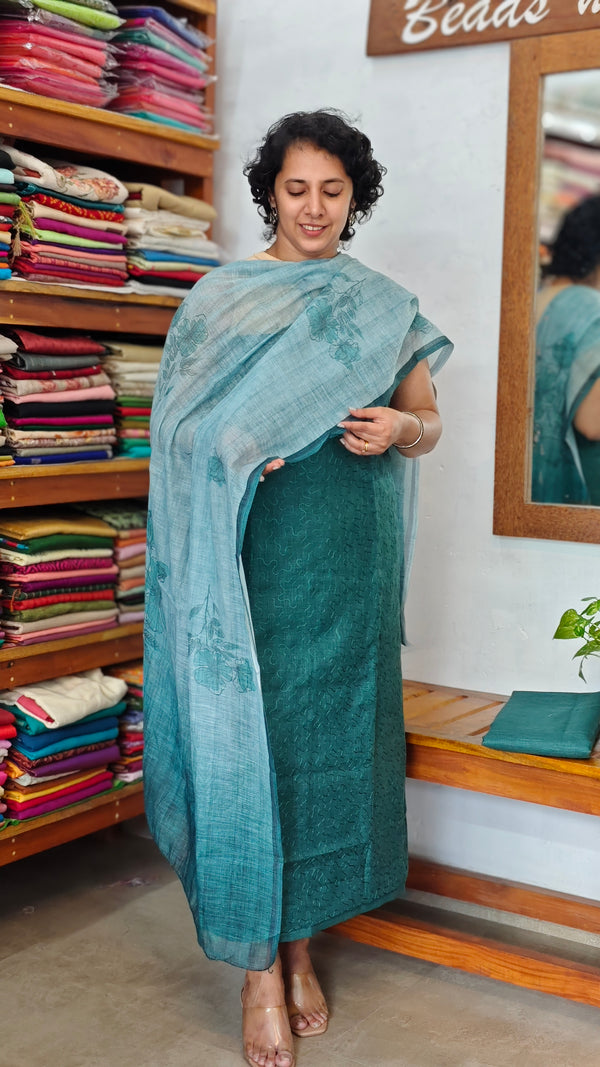 Peacock Green Linen Cotton Suit - QS52