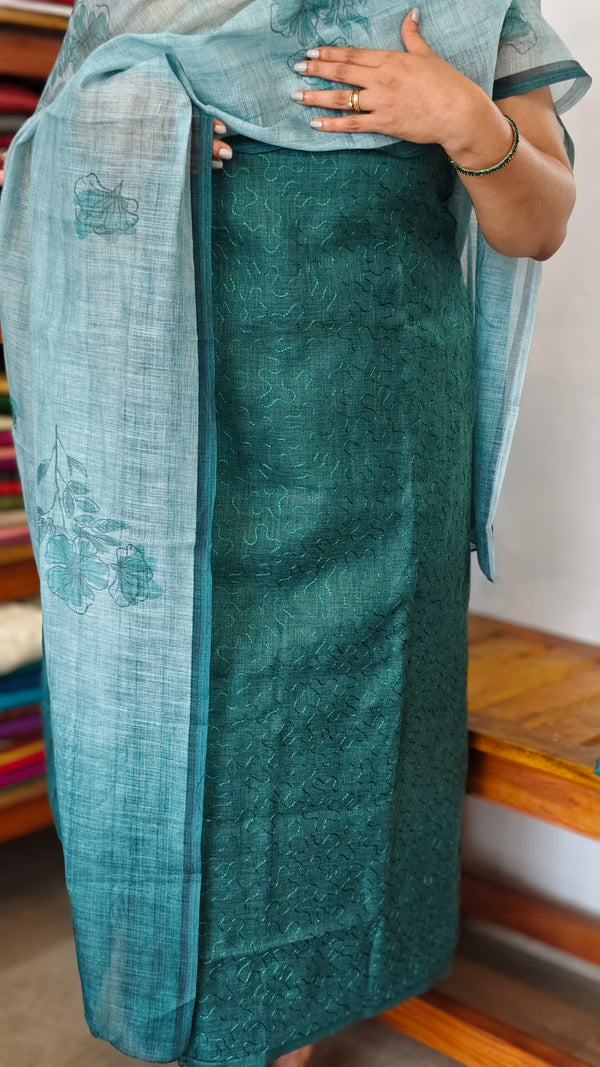 Peacock Green Linen Cotton Suit - QS52